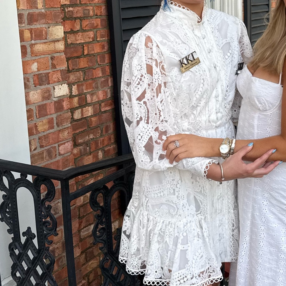White Lace Long Sleeve Dress